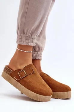 Damskie Boto Klapki Damskie Chodaki Na Platformie Camel Jorffia