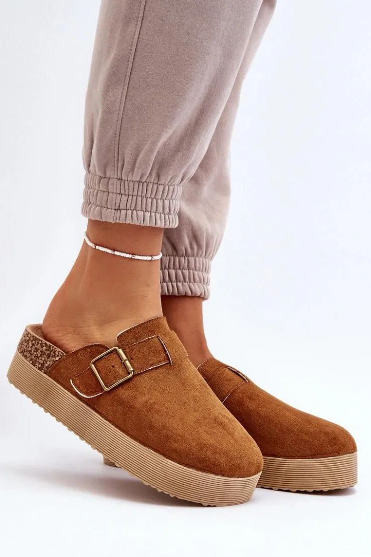 Damskie Boto Klapki Damskie Chodaki Na Platformie Camel Jorffia