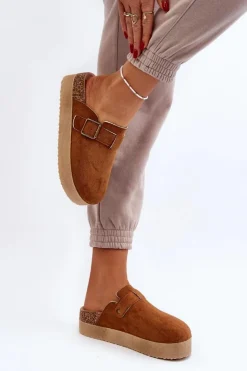 Damskie Boto Klapki Damskie Chodaki Na Platformie Camel Jorffia