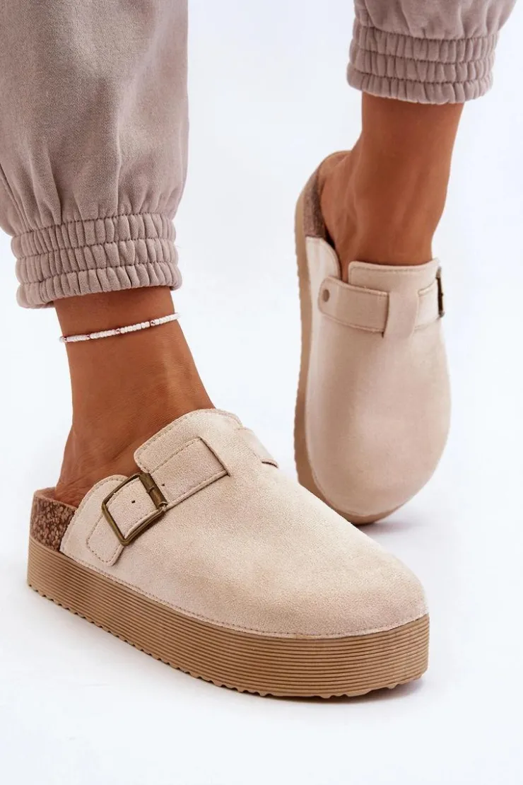 Boto Klapki Korkowe|Klapki Na Platformie*Klapki Damskie Chodaki Na Platformie Jasnobeżowe Jorffia