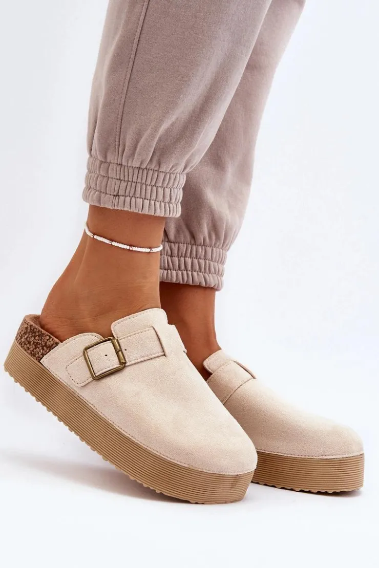 Boto Klapki Korkowe|Klapki Na Platformie*Klapki Damskie Chodaki Na Platformie Jasnobeżowe Jorffia