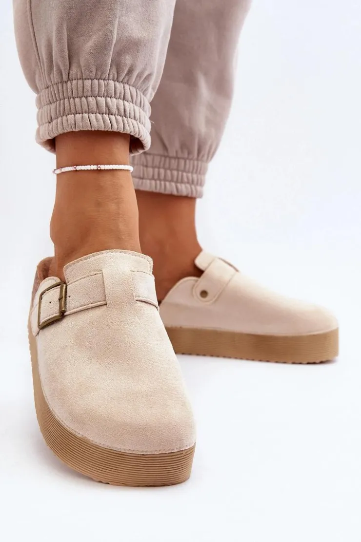 Boto Klapki Korkowe|Klapki Na Platformie*Klapki Damskie Chodaki Na Platformie Jasnobeżowe Jorffia