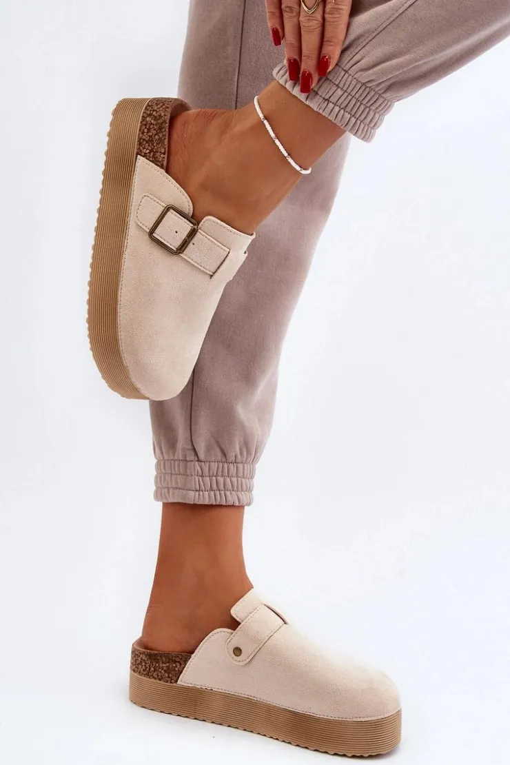 Boto Klapki Korkowe|Klapki Na Platformie*Klapki Damskie Chodaki Na Platformie Jasnobeżowe Jorffia