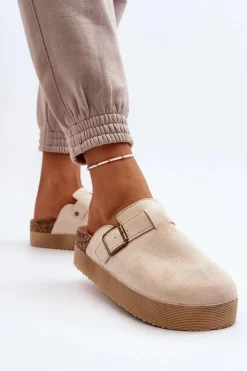 Boto Klapki Korkowe|Klapki Na Platformie*Klapki Damskie Chodaki Na Platformie Jasnobeżowe Jorffia