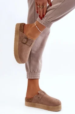 Boto Klapki Korkowe|Klapki Na Platformie*Klapki Damskie Chodaki Na Platformie Beżowe Jorffia