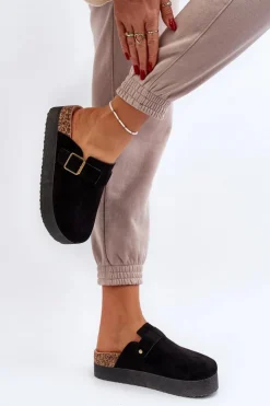 Best Boto Klapki Damskie Chodaki Na Platformie Czarne Jorffia