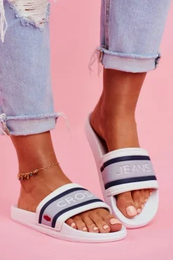 Sale Cross Jeans Klapki Damskie Białe FF2R4158C