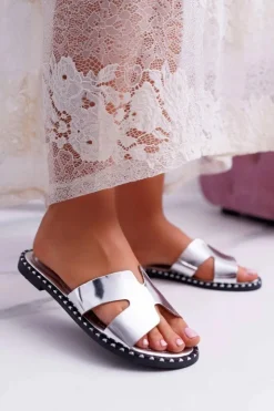 Damskie Boto Klapki Damskie Dżety Srebrne Montiago