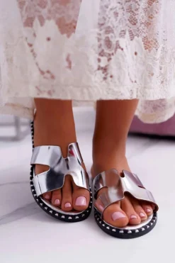 Damskie Boto Klapki Damskie Dżety Srebrne Montiago