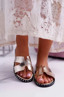 New Boto Klapki Damskie Dżety Złote Montiago