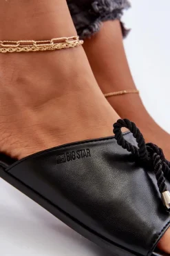 Damskie Big Star Shoes Klapki Damskie Eko Skórzane Big Star NN274066 Czarne