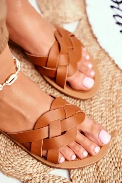 Damskie Boto Klapki Damskie Eleganckie Camel Mariah