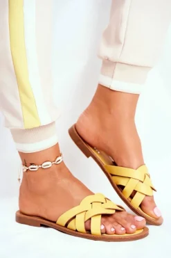 Damskie Boto Klapki Damskie Eleganckie Żółte Mariah