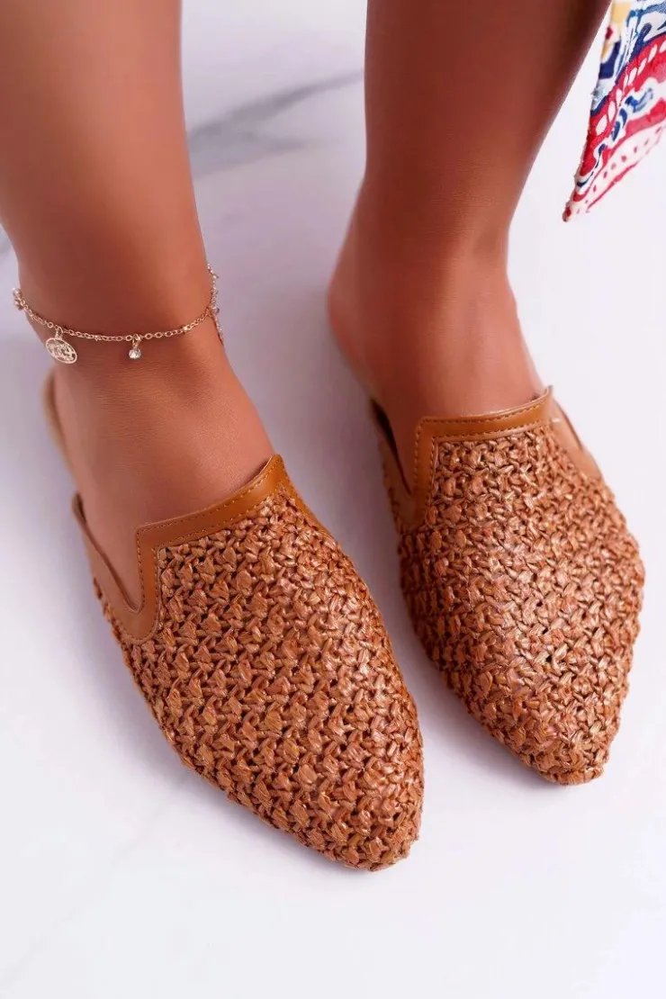 Best Boto Klapki Damskie Eleganckie Brązowe Vices 3301