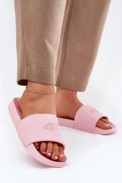 Outlet 4F Klapki Damskie RMM00FSLIF010-56S Różowe Różowy