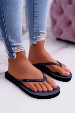 Big Star Shoes Klapki Damskie Japonki Big Star Czarne DD274A242