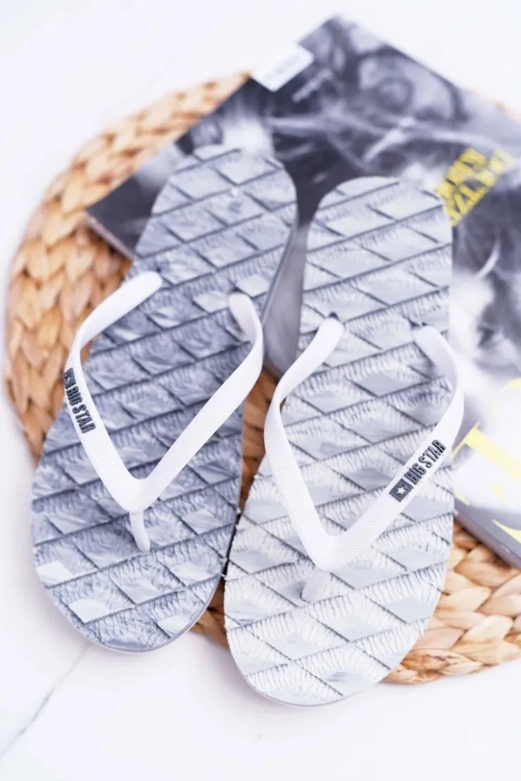 Big Star Shoes Klapki Sportowe|Klapki Damskie Big Star*Klapki Damskie Japonki Big Star Szare AA274A143