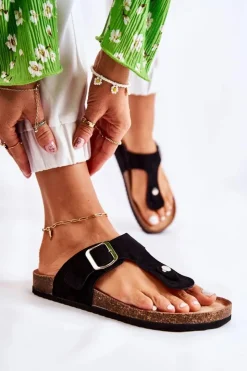 Best Boto Klapki Damskie Japonki Na Korku Czarne Elina