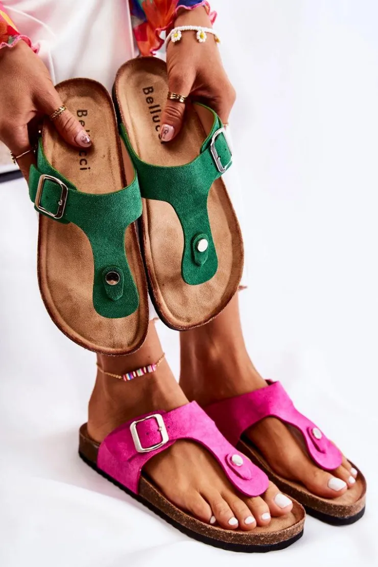 Damskie Boto Klapki Damskie Japonki Na Korku Różowe Elina