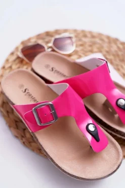 Best Boto Klapki Damskie Japonki Na Korku Lakierowane Fuksja Palette