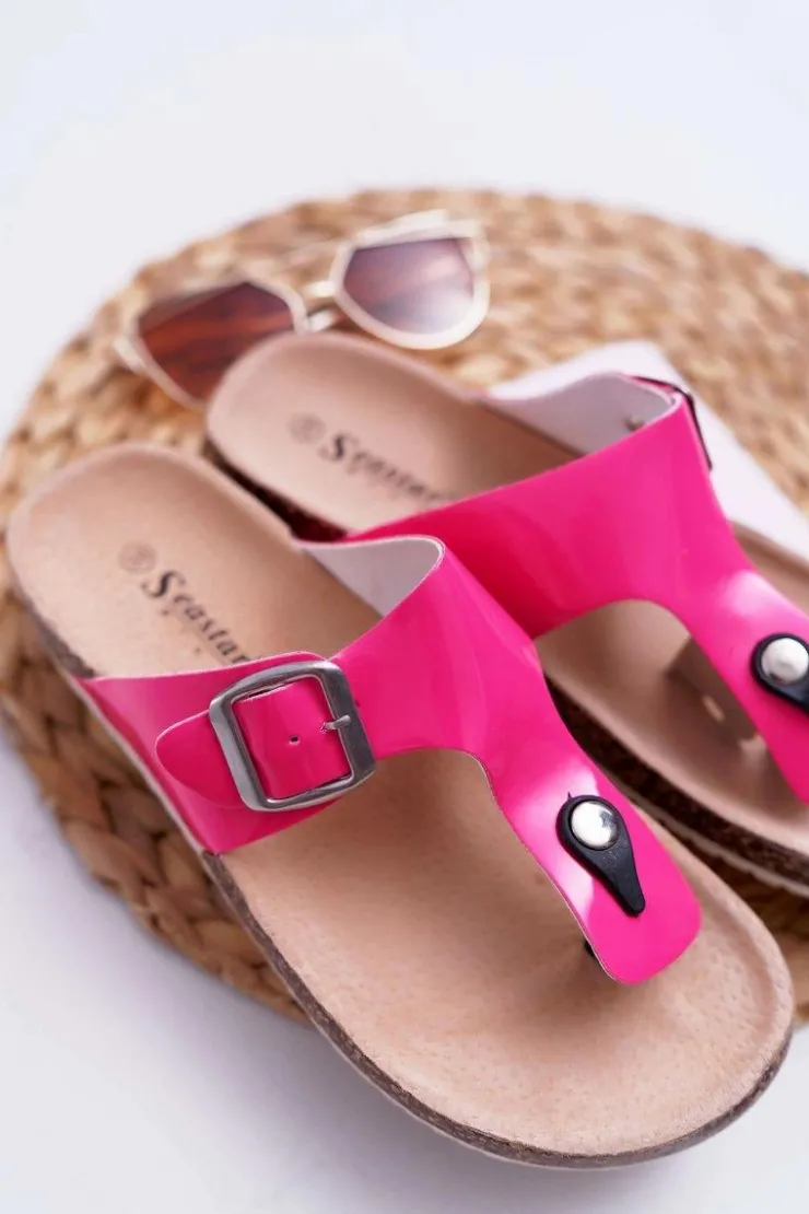 Best Boto Klapki Damskie Japonki Na Korku Lakierowane Fuksja Palette