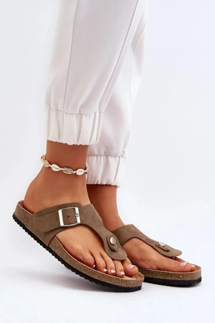 Boto Klapki Korkowe|Klapki Damskie Japonki*Klapki Damskie Japonki Na Korku Ciemnozielone Elina