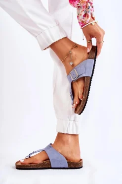 Online Boto Klapki Damskie Japonki Na Korku Niebieskie Elina