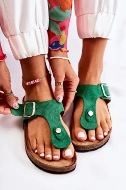 Boto Klapki Korkowe|Klapki Damskie Japonki*Klapki Damskie Japonki Na Korku Zielone Elina