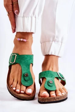 Boto Klapki Korkowe|Klapki Damskie Japonki*Klapki Damskie Japonki Na Korku Zielone Elina