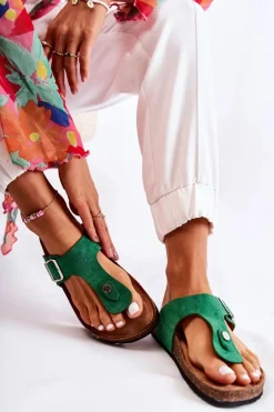 Boto Klapki Korkowe|Klapki Damskie Japonki*Klapki Damskie Japonki Na Korku Zielone Elina