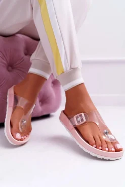 Damskie Boto Klapki Damskie Japonki Transparentny Pasek Różowe Framona