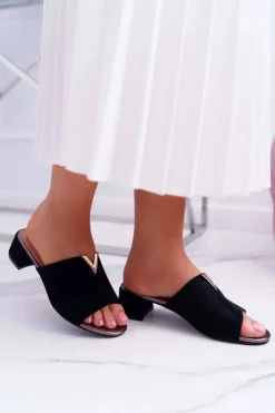 Buty damskie Vinceza Klapki Damskie Klasyczne Eleganckie Na Klocku Czarne Demea