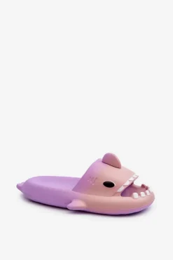 New Boto Klapki Damskie Lekkie Piankowe Z Motywem Rekina Fioletowo-Różowe Kasila