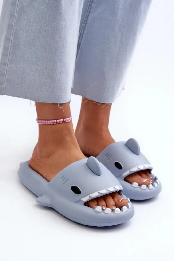 Damskie Boto Klapki Damskie Lekkie Piankowe Z Motywem Rekina Niebieskie Kasila