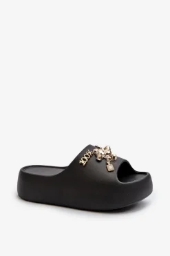 Sale Boto Klapki Damskie Lekkie Piankowe Z Ozdobami Czarne Orchia Czarny