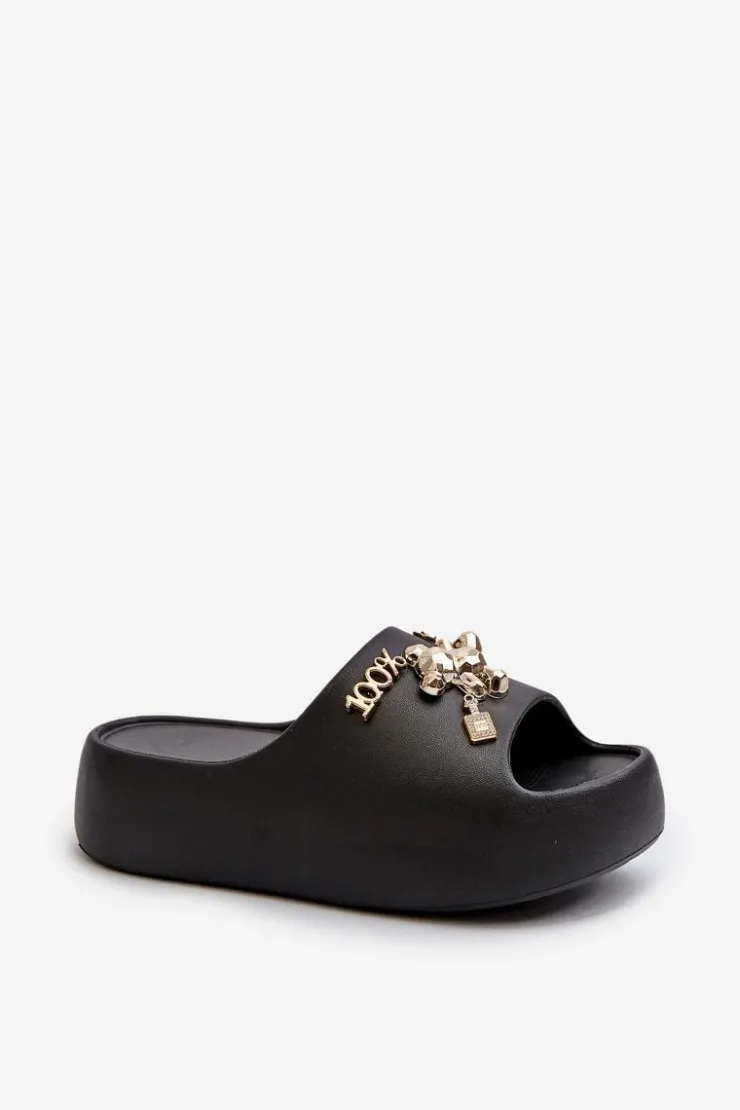 Sale Boto Klapki Damskie Lekkie Piankowe Z Ozdobami Czarne Orchia Czarny