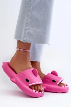 Boto Klapki Basenowe|Klapki Damskie Klasyczne*Klapki Damskie Lekkie Piankowe Z Motywem Rekina Fuksja Kasila