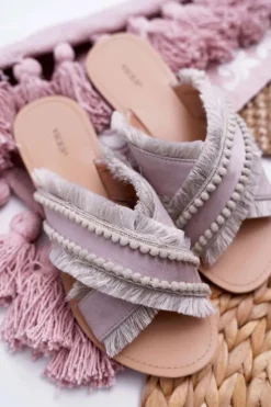 Boto Klapki Damskie Klasyczne*Klapki Damskie Materiałowe Vices 7269 Beżowe Jamen