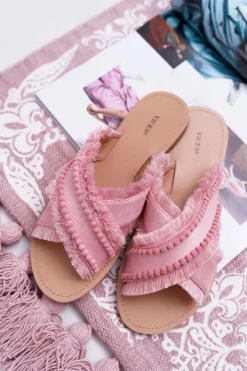 Boto Klapki Damskie Materiałowe Vices 7269 Różowe Jamen