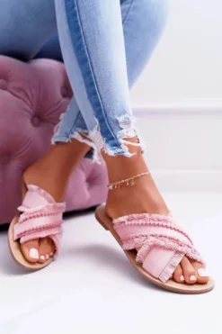 Boto Klapki Damskie Materiałowe Vices 7269 Różowe Jamen