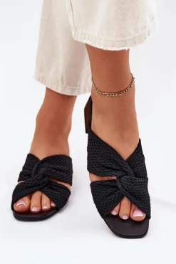 Damskie Maciejka Klapki Damskie Na Klocku 06955-01 Czarne