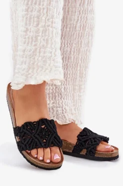 Sale Boto Klapki Damskie Na Korkowej Platformie Czarne Timaxrre Czarny