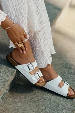 Evento Klapki Korkowe|Klapki Na Platformie*Klapki Damskie Na Korkowej Platformie Z Klamrami Białe Redore