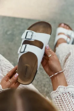 Evento Klapki Korkowe|Klapki Na Platformie*Klapki Damskie Na Korkowej Platformie Z Klamrami Białe Redore