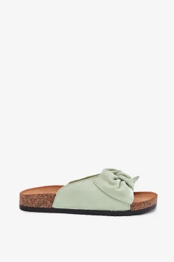 Damskie Boto Klapki Damskie Na Korkowej Podeszwie Kokardką Miętowe Seressa