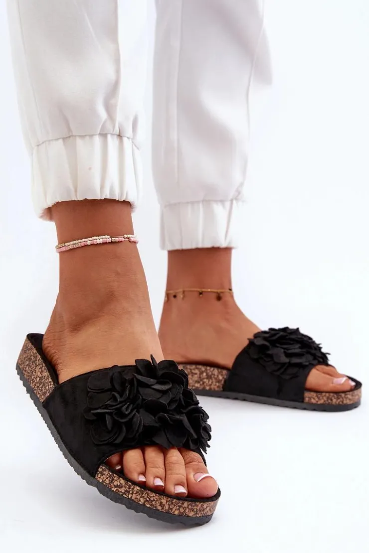 Boto Klapki Korkowe|Klapki Damskie Klasyczne*Klapki Damskie Na Korkowej Platformie Z Eko Zamszu Czarne Jaihini