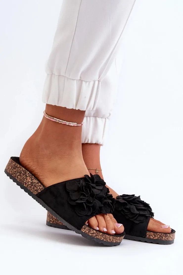 Boto Klapki Korkowe|Klapki Damskie Klasyczne*Klapki Damskie Na Korkowej Platformie Z Eko Zamszu Czarne Jaihini