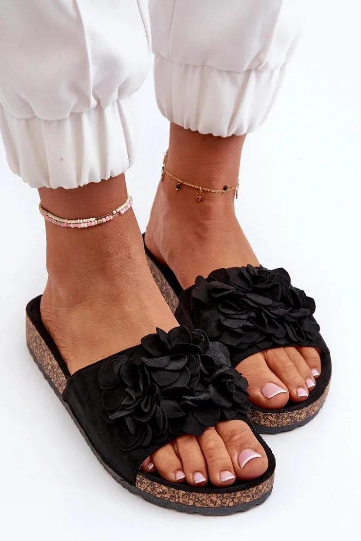 Boto Klapki Korkowe|Klapki Damskie Klasyczne*Klapki Damskie Na Korkowej Platformie Z Eko Zamszu Czarne Jaihini