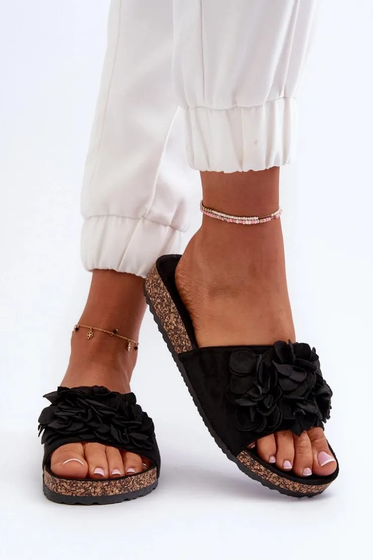 Boto Klapki Korkowe|Klapki Damskie Klasyczne*Klapki Damskie Na Korkowej Platformie Z Eko Zamszu Czarne Jaihini