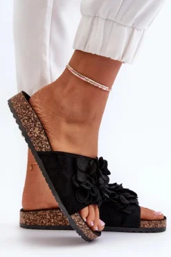 Boto Klapki Korkowe|Klapki Damskie Klasyczne*Klapki Damskie Na Korkowej Platformie Z Eko Zamszu Czarne Jaihini